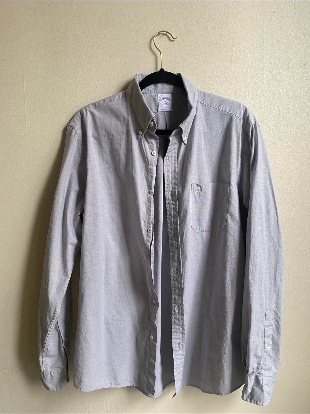 Brooks Brothers Men's Classic Button-Down Shirt in Light Gray